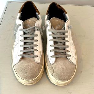 P448 Sneakers size 39. White with gray tongue and leopard trim